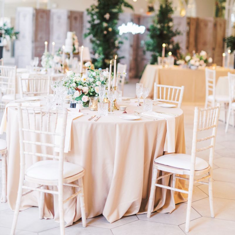 Romantic peach wedding reception at Deer Park Country House