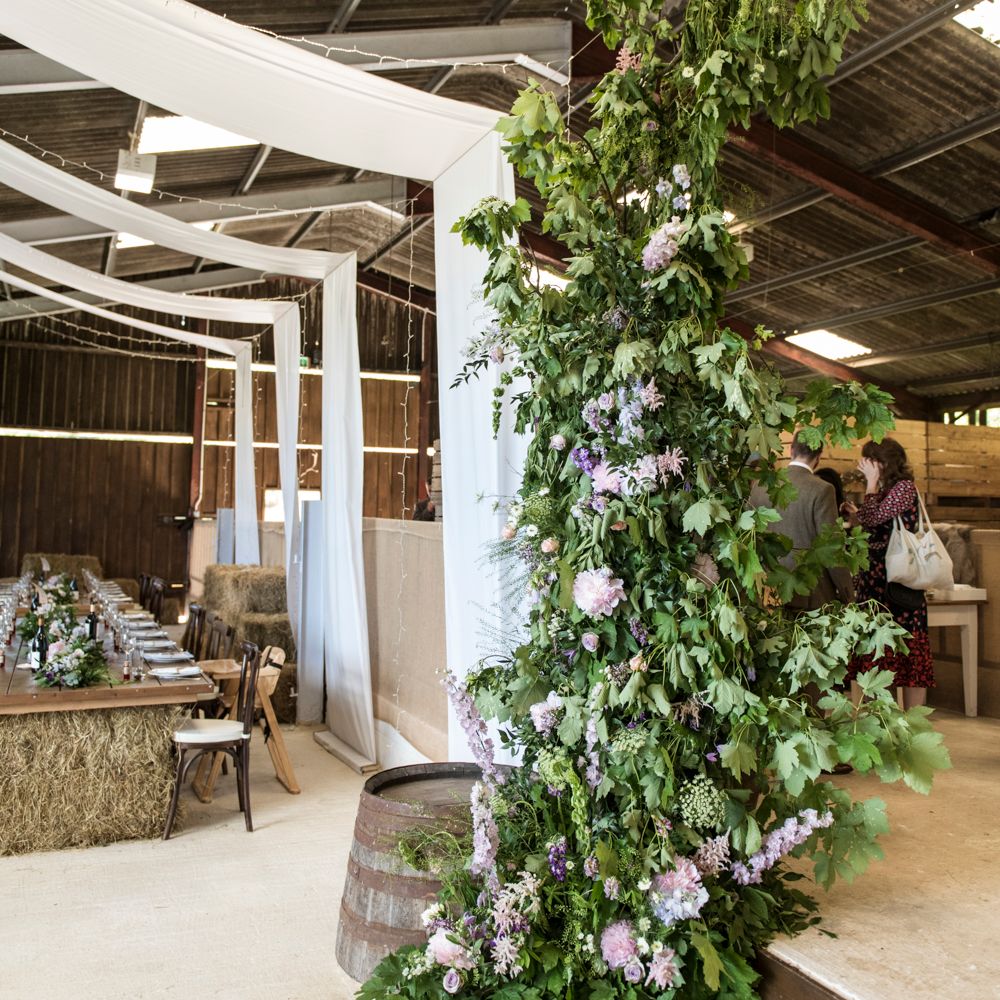 Rustic Luxe Decor For Barn Wedding // Sugar Loaf Barn Wedding // Pale Grey Off The Shoulder Bridesmaids Dresses Rewritten // Groom In Harris Tweed // Hog Roast Evening Buffet // Eleanor Jane Photography