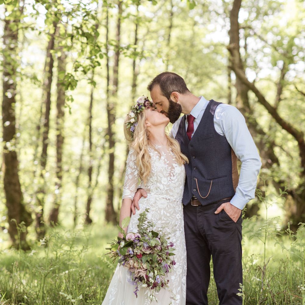Sugar Loaf Barn Wedding // Pale Grey Off The Shoulder Bridesmaids Dresses Rewritten // Groom In Harris Tweed // Hog Roast Evening Buffet // Eleanor Jane Photography