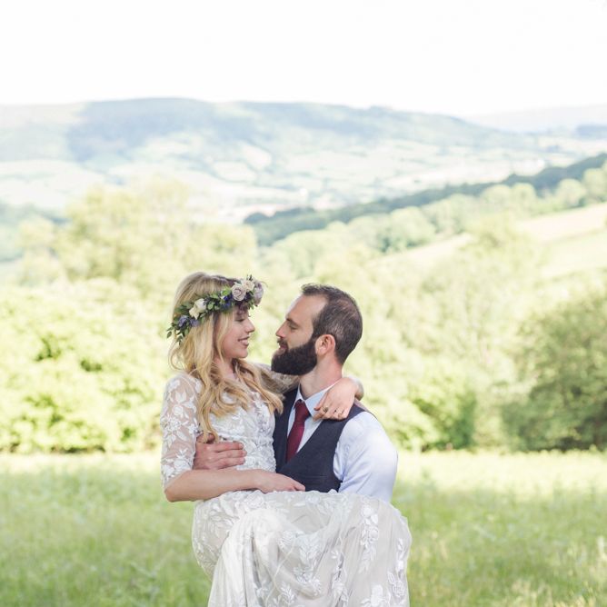 Sugar Loaf Barn Wedding // Pale Grey Off The Shoulder Bridesmaids Dresses Rewritten // Groom In Harris Tweed // Hog Roast Evening Buffet // Eleanor Jane Photography