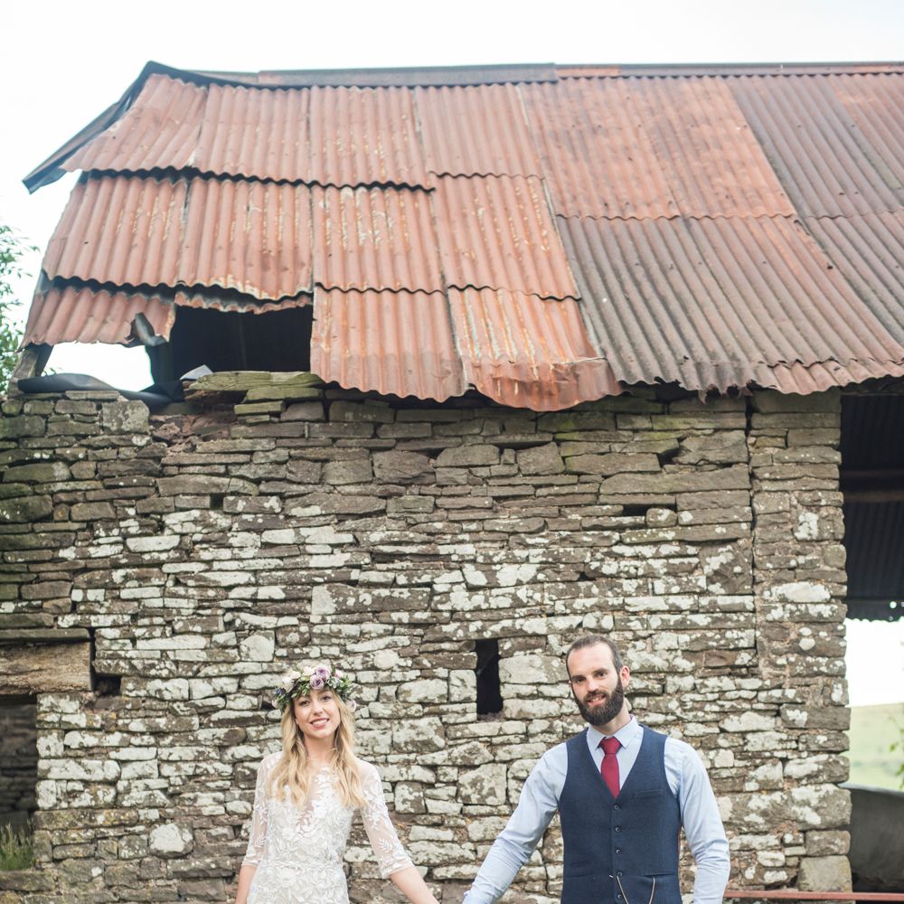 Sugar Loaf Barn Wedding // Pale Grey Off The Shoulder Bridesmaids Dresses Rewritten // Groom In Harris Tweed // Hog Roast Evening Buffet // Eleanor Jane Photography