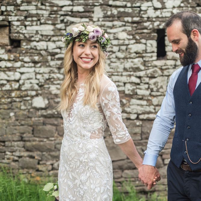 Sugar Loaf Barn Wedding // Pale Grey Off The Shoulder Bridesmaids Dresses Rewritten // Groom In Harris Tweed // Hog Roast Evening Buffet // Eleanor Jane Photography