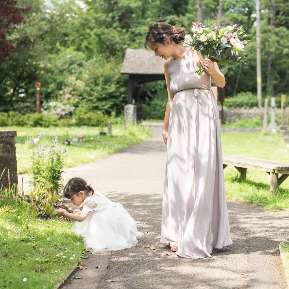 Bridesmaids In Rewritten // Sugar Loaf Barn Wedding // Pale Grey Off The Shoulder Bridesmaids Dresses Rewritten // Groom In Harris Tweed // Hog Roast Evening Buffet // Eleanor Jane Photography