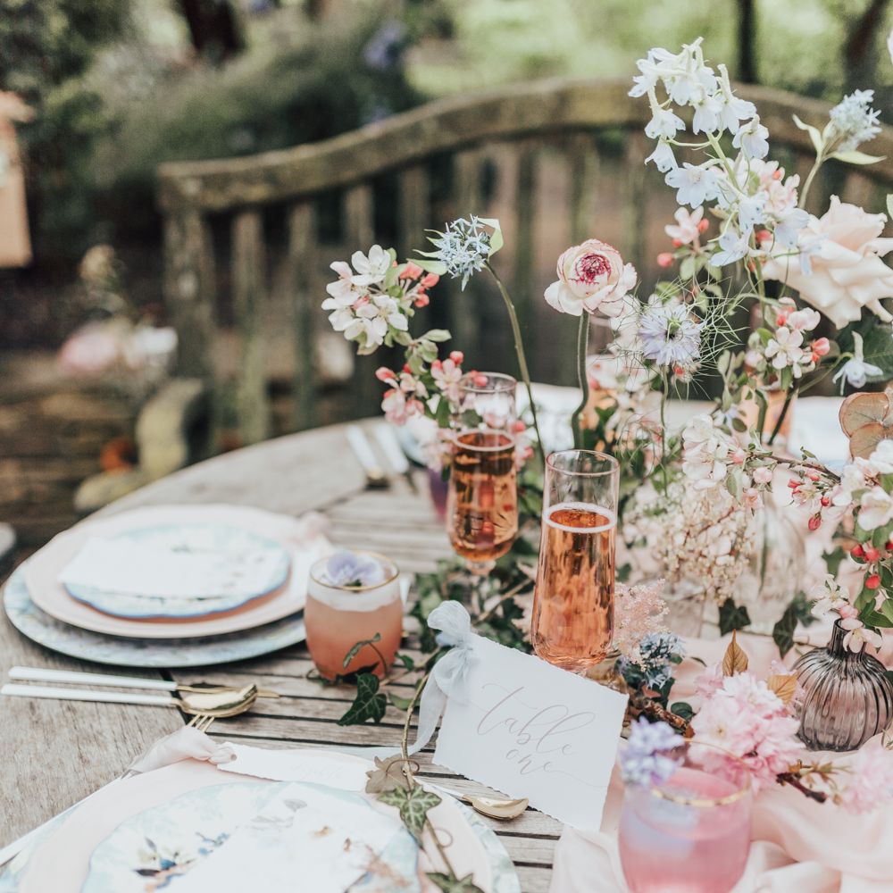 Romantic Table Scape Pink &amp; Rose Gold // Disney Princess Bride Sleeping Beauty Inspired Wedding With Opulent Florals And Bride In Blush Pink With Images From Rebecca Carpenter Photography