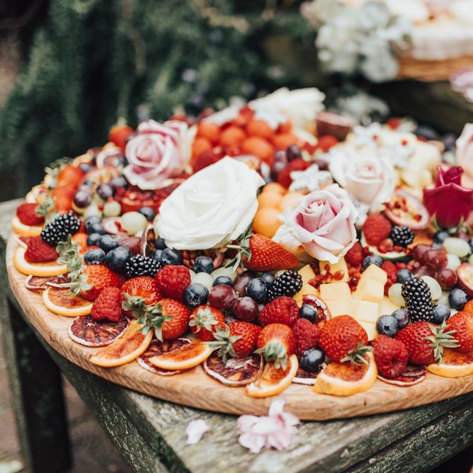 Sharing Platter For Wedding Reception // Disney Princess Bride Sleeping Beauty Inspired Wedding With Opulent Florals And Bride In Blush Pink With Images From Rebecca Carpenter Photography