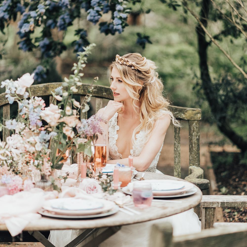Disney Princess Bride Sleeping Beauty Inspired Wedding With Opulent Florals And Bride In Blush Pink With Images From Rebecca Carpenter Photography