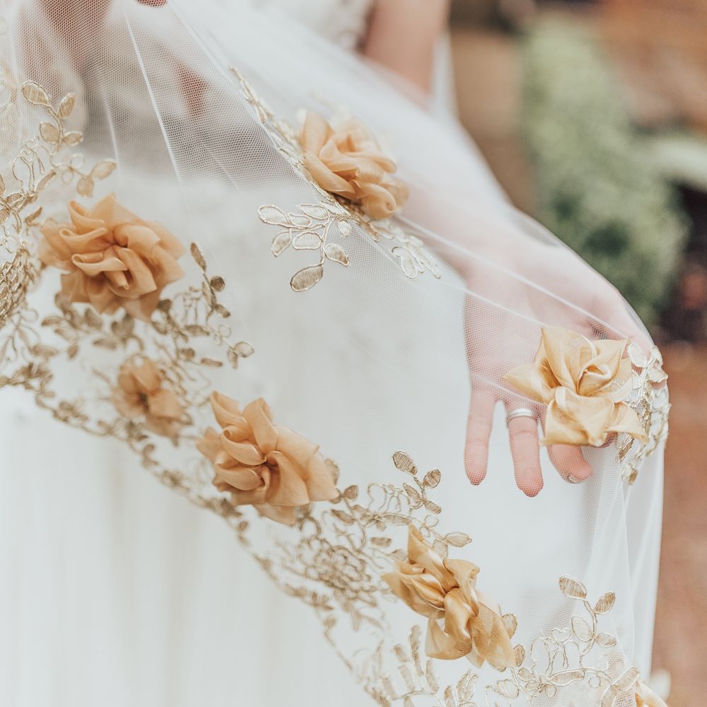Floral Edged Veil // Disney Princess Bride Sleeping Beauty Inspired Wedding With Opulent Florals And Bride In Blush Pink With Images From Rebecca Carpenter Photography