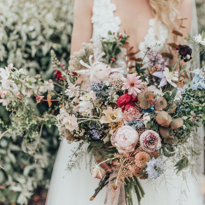 Oversized And Abundant Floral Wedding Bouquet // Disney Princess Bride Sleeping Beauty Inspired Wedding With Opulent Florals And Bride In Blush Pink With Images From Rebecca Carpenter Photography