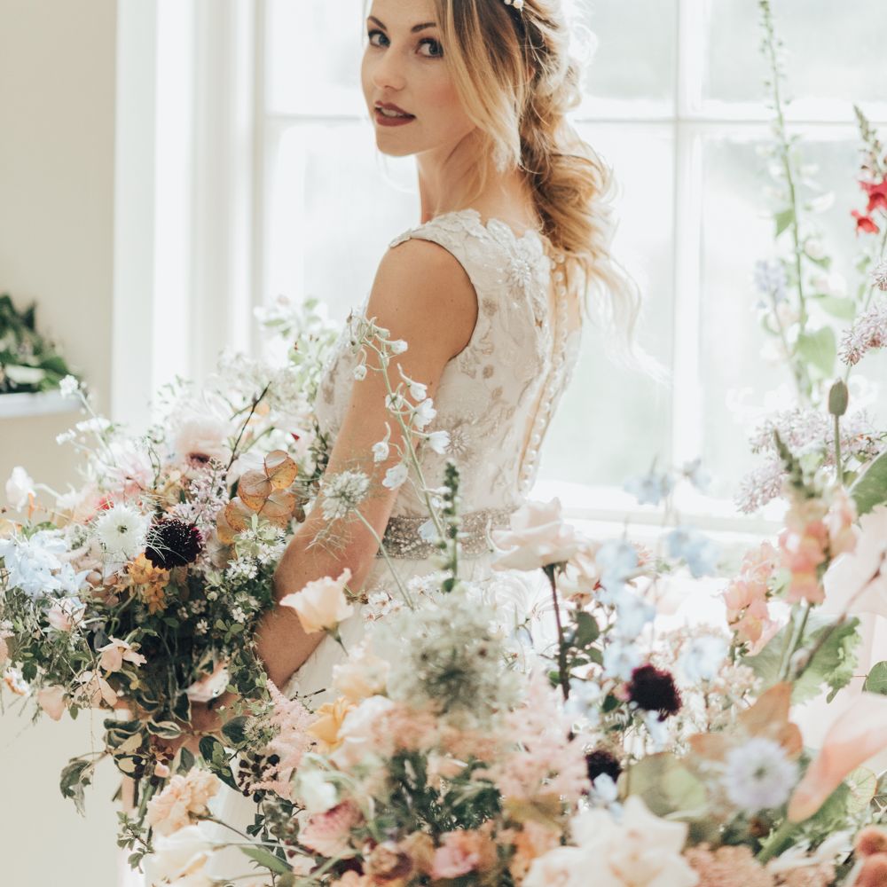 Disney Princess Bride Sleeping Beauty Inspired Wedding With Opulent Florals And Bride In Blush Pink With Images From Rebecca Carpenter Photography