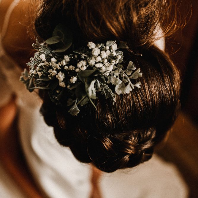 Bridal Flowers in Hair | Welsh Boho Wedding | Carla Blain Photography | Exclusive Hire of Plas Gwynfryn