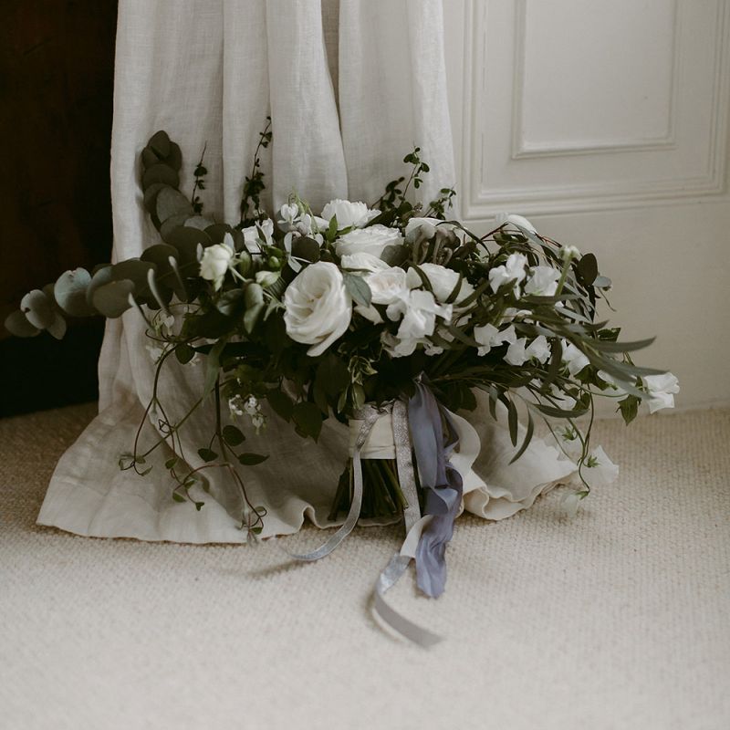 Greenery and White Flower Wedding Bouquet