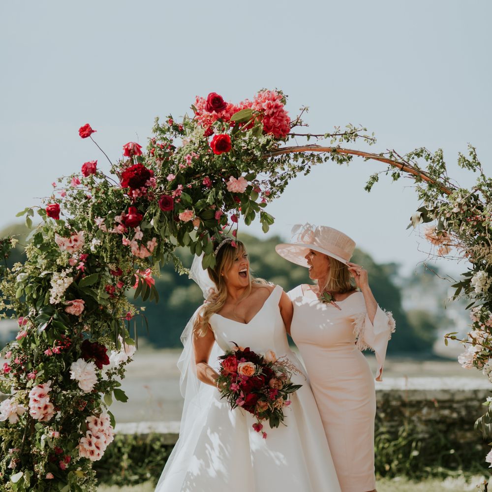 Floral Arch By Flowers With M // Coastal Wedding In St Mawes Cornwall With Food By The Hidden Hut And Planning By Isla And Smith With Images From Enchanted Brides Photography