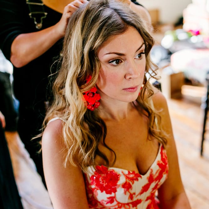 Wedding Morning Bridal Preparations | Bride in Joanne Fleming Design Gown | Colourful Alternative Winter Wedding at Upwaltham Barns, Sussex | Epic Love Story Photography