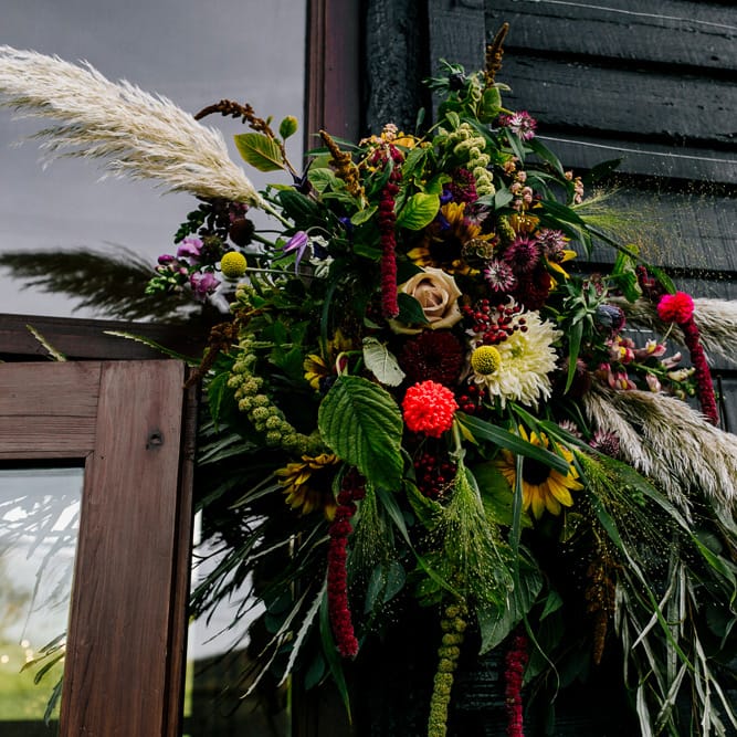 Wild Wedding Flowers | Colourful Alternative Winter Wedding at Upwaltham Barns, Sussex | Epic Love Story Photography