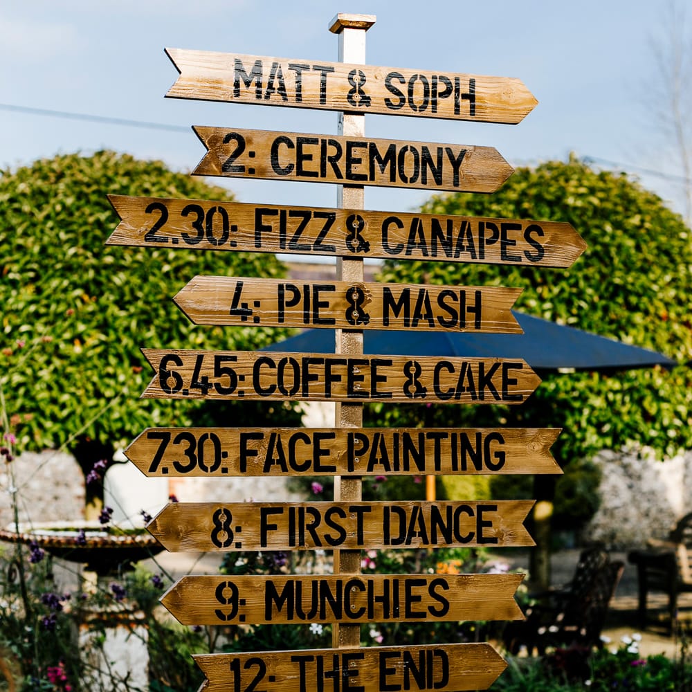 Wedding Sign | Colourful Alternative Winter Wedding at Upwaltham Barns, Sussex | Epic Love Story Photography