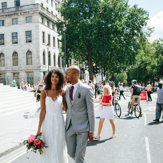 Stylish Rooftop Wedding At Ace Hotel Shoreditch // Image By Story Wedding Photography // Bride In Catherine Deane // Bobbi Brown Bridal