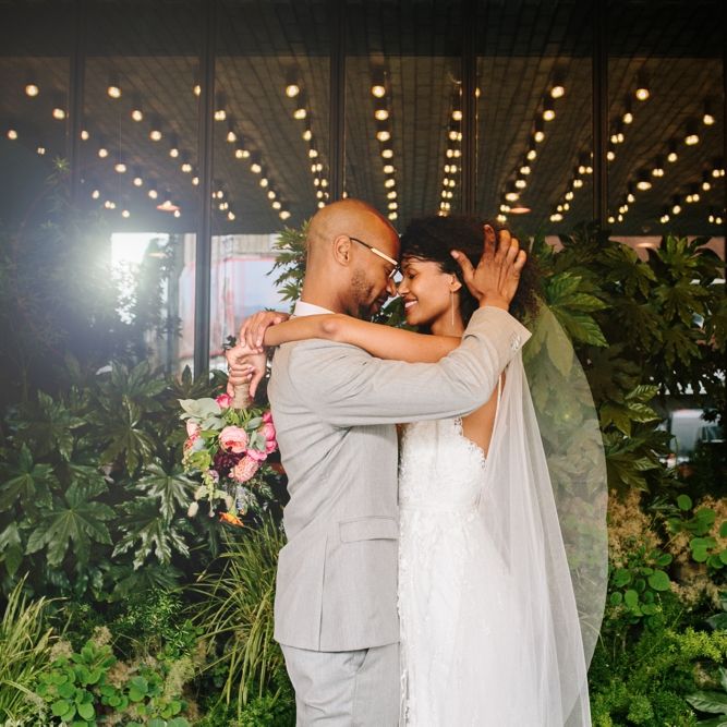 Stylish Rooftop Wedding At Ace Hotel Shoreditch // Image By Story Wedding Photography // Bride In Catherine Deane // Bobbi Brown Bridal