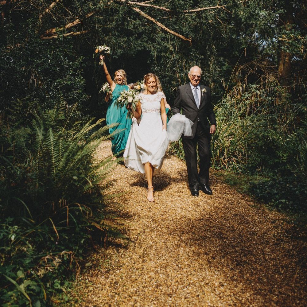 Bridesmaids In Forest Green Dresses With Bride In Rime Arodaky Pennard House Somerset Wedding Images From Ali Paul Photography Film Irene Piera