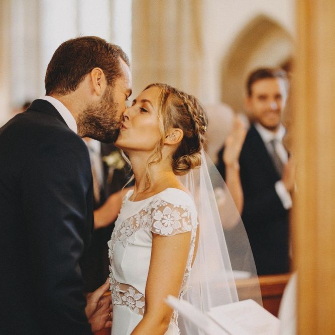 Bride In Rime Arodaky Wedding Dress