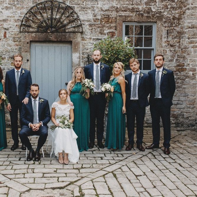 Bridesmaids In Forest Green Dresses