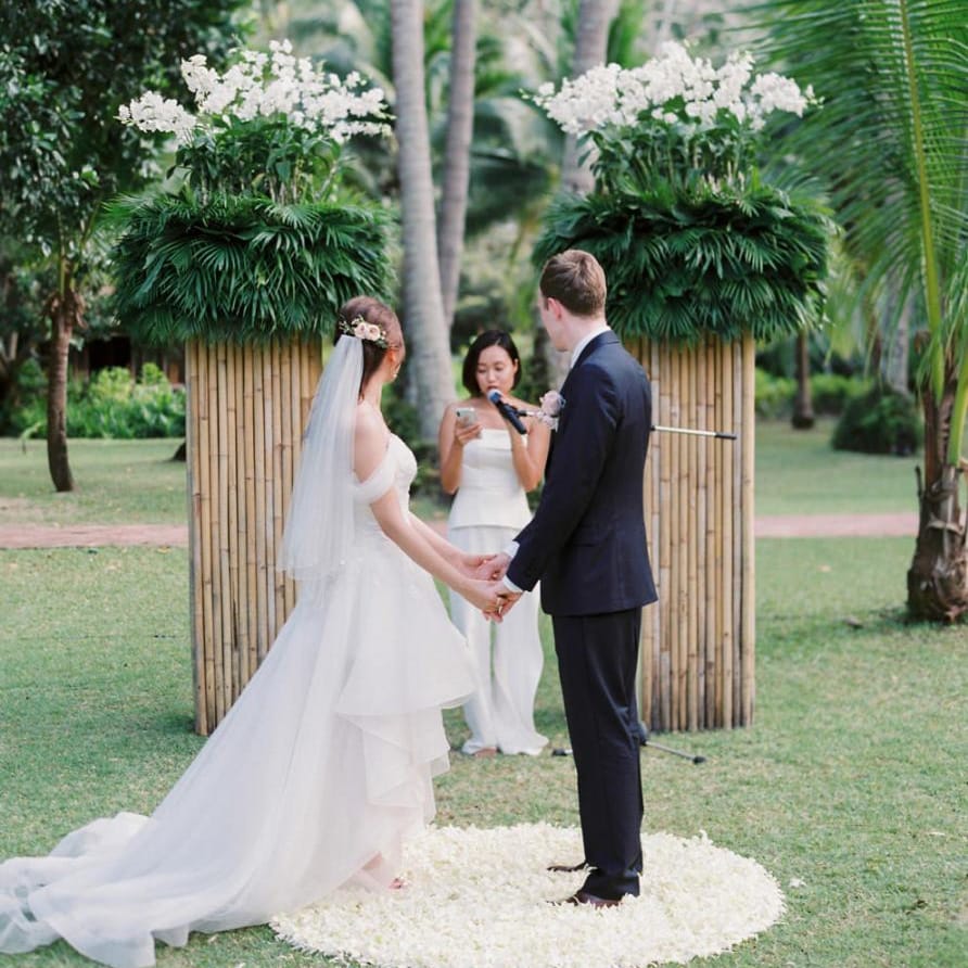 Wedding reading at outdoor wedding ceremony