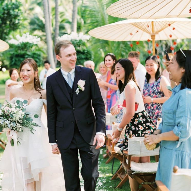 Bride and groom just married at Thailand wedding