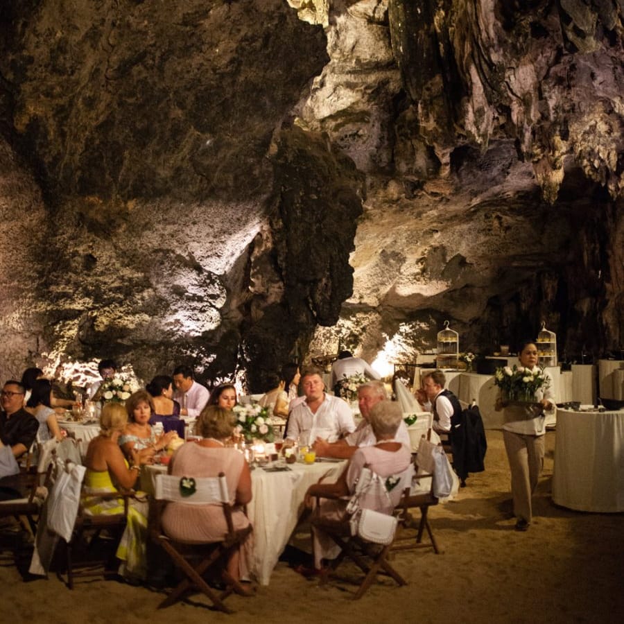 Cave wedding reception