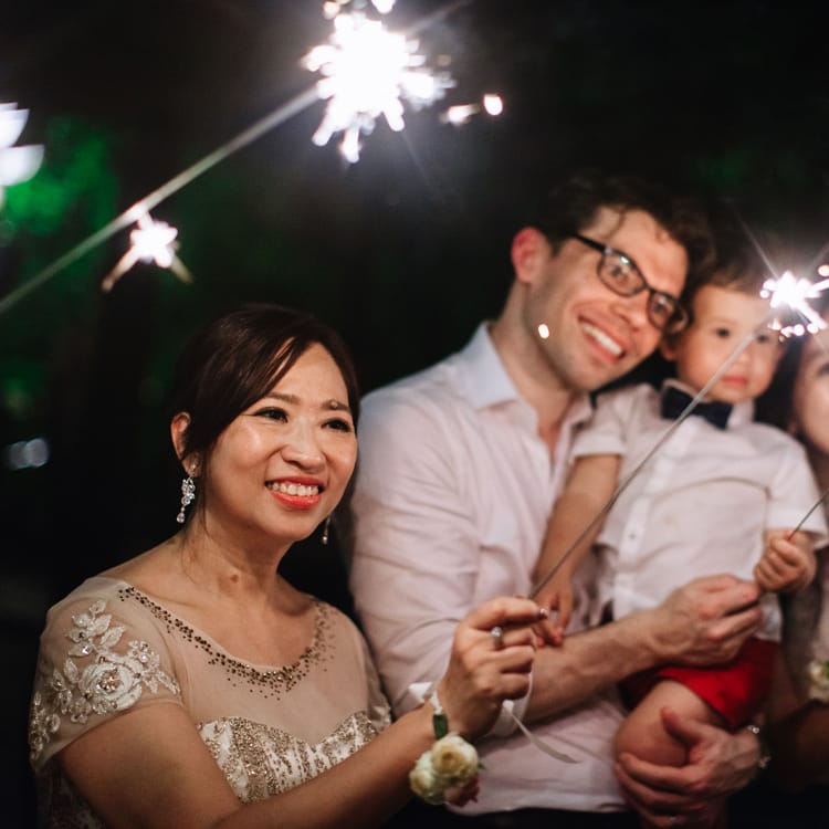 Sparkler moment at Thailand wedding