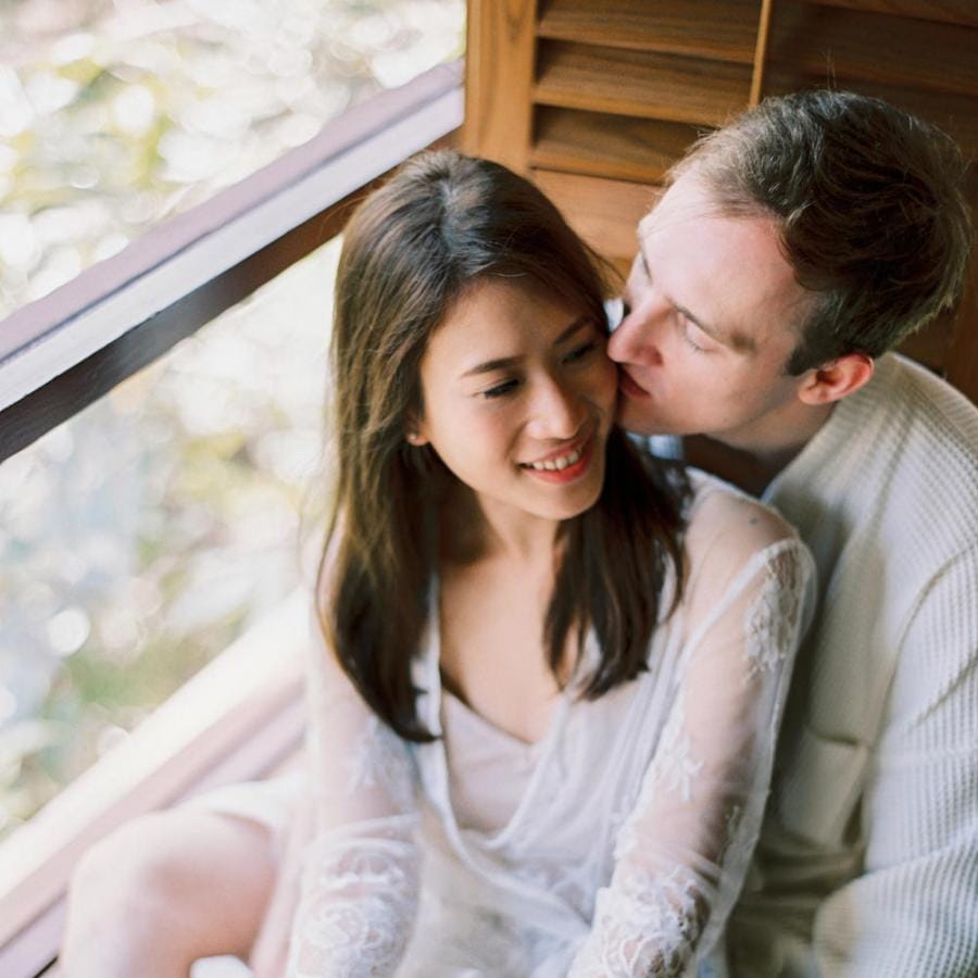 Intimate bride and groom portrait