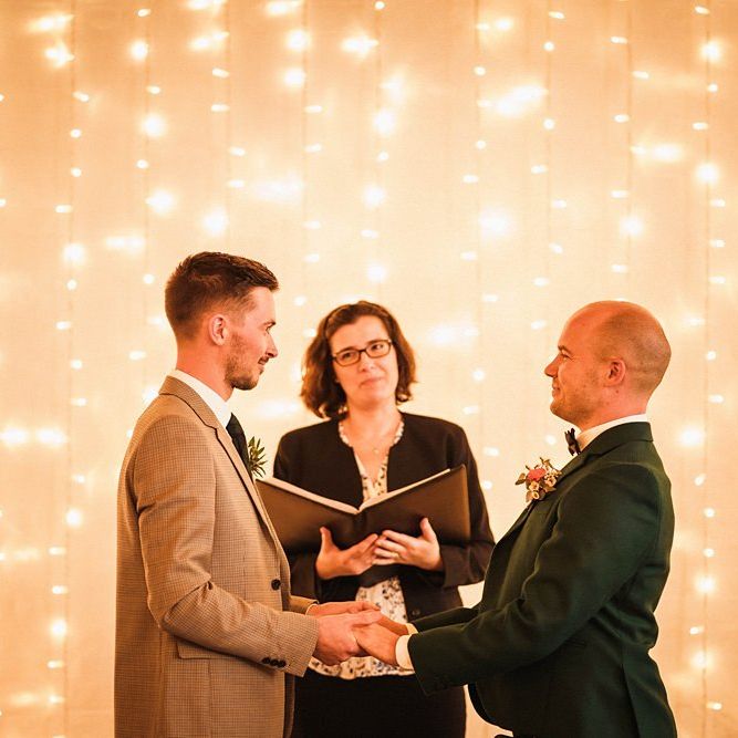 Grooms say their wedding vows at Trinity Buoy Wharf