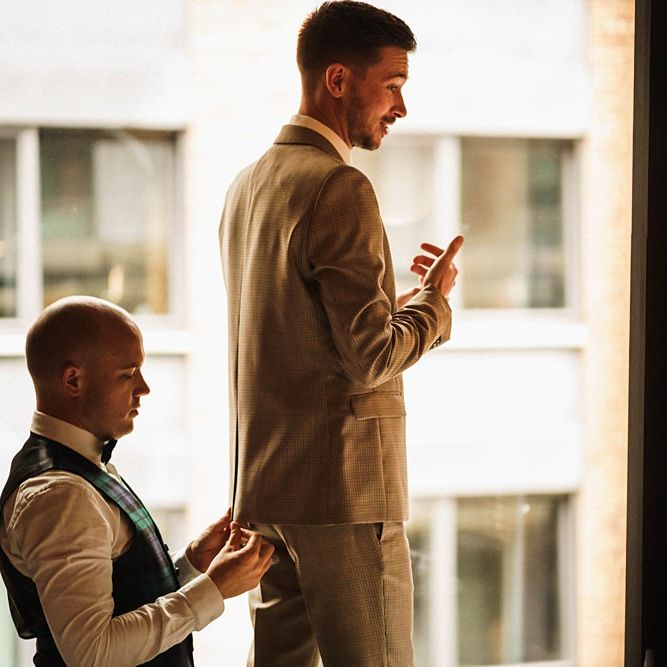 Grooms preparation for Trinity Buoy Wharf  wedding