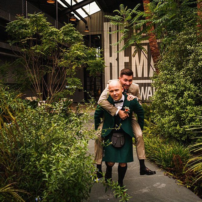 Grooms at  Trinity Buoy Wharf wedding