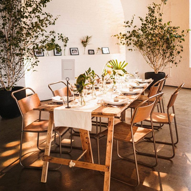Wedding tables at industrial wedding