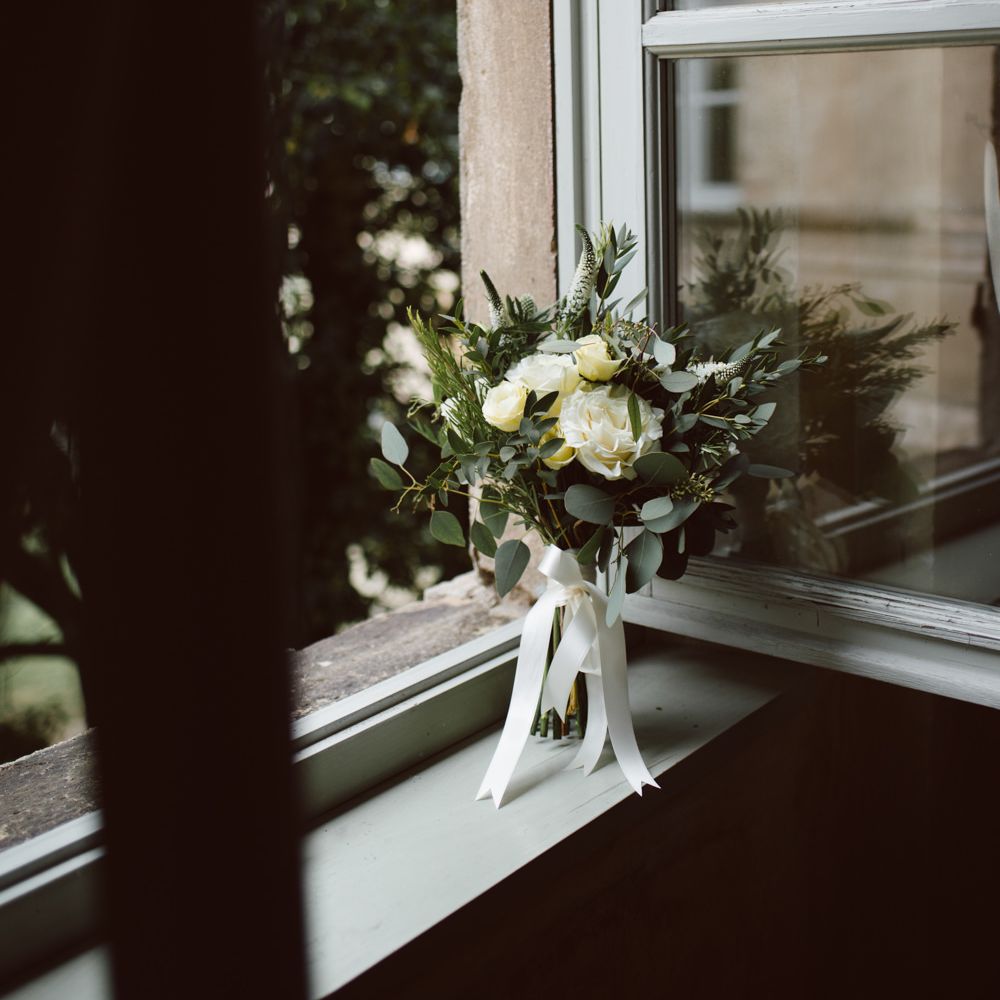 White Rose &amp; Foliage Bouquet | Green &amp; White Bohemian Wedding in the Rain at Castello di San Sebastiano da Po, Italy | Margherita Calati Photography | Second Shooter Carlo Vittorio