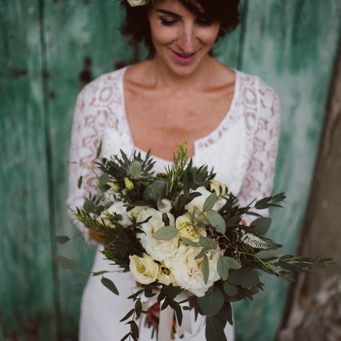 Bride in Laure De Sagazan Gown | Green &amp; White Bohemian Wedding in the Rain at Castello di San Sebastiano da Po, Italy | Margherita Calati Photography | Second Shooter Carlo Vittorio