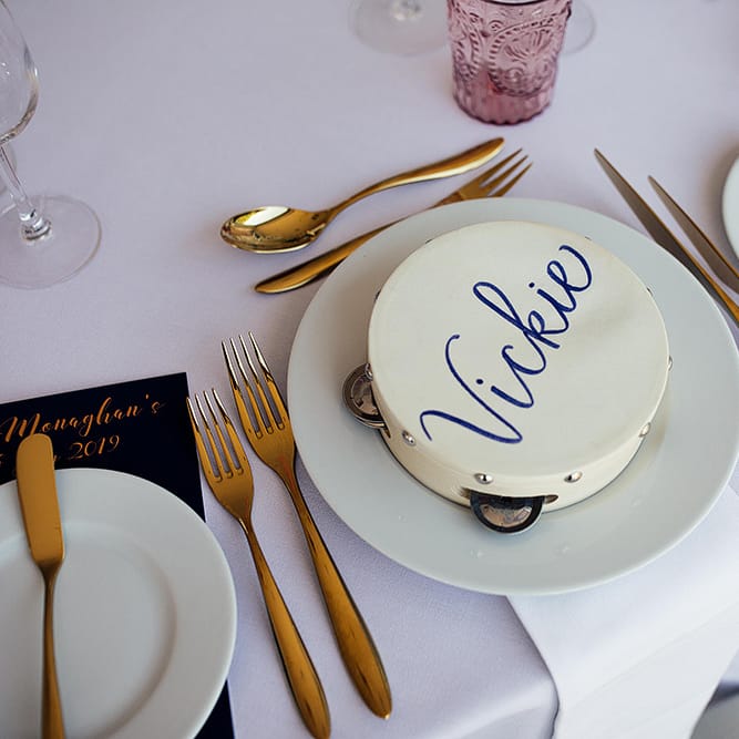 Personalised tambourine wedding favour