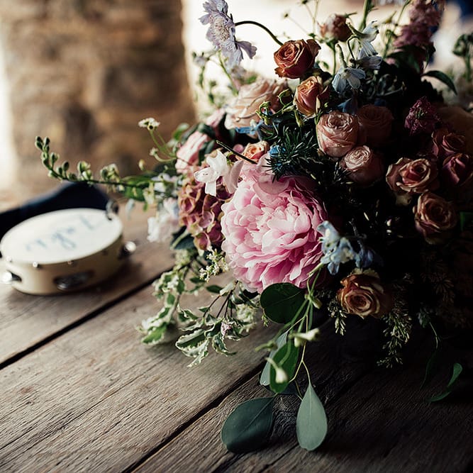 Romantic  bouquet with pink peony