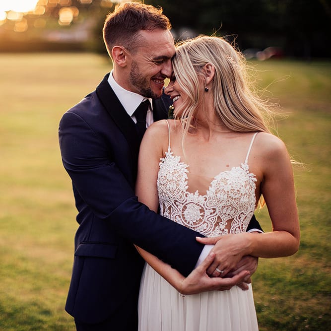 Bride and groom golden hour portrait by Harry Michael Photography