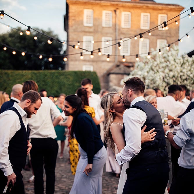 Outdoor wedding reception at Kingston Estate, Devon