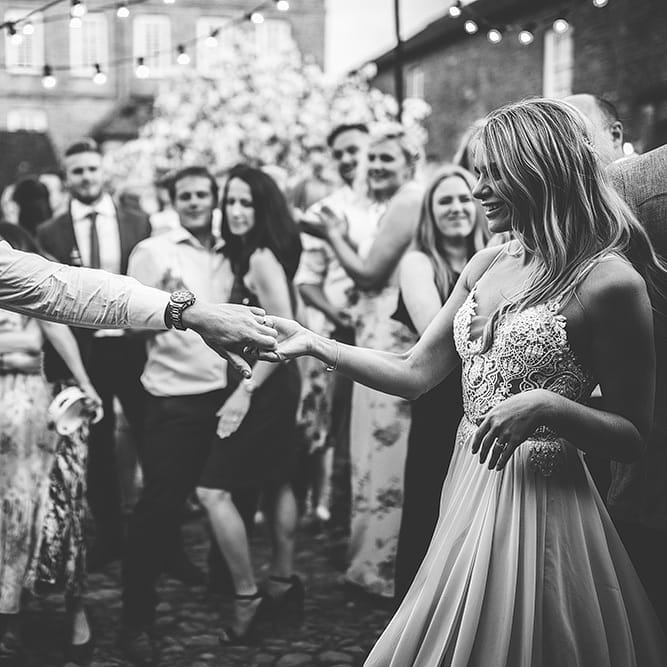 black and white portrait of wedding first dance by Harry Michael Photography