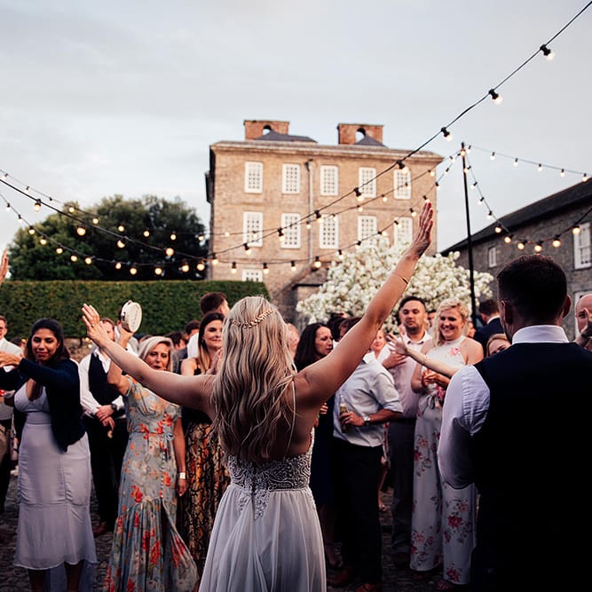 Outdoor wedding reception at Kinston Estate, Devon