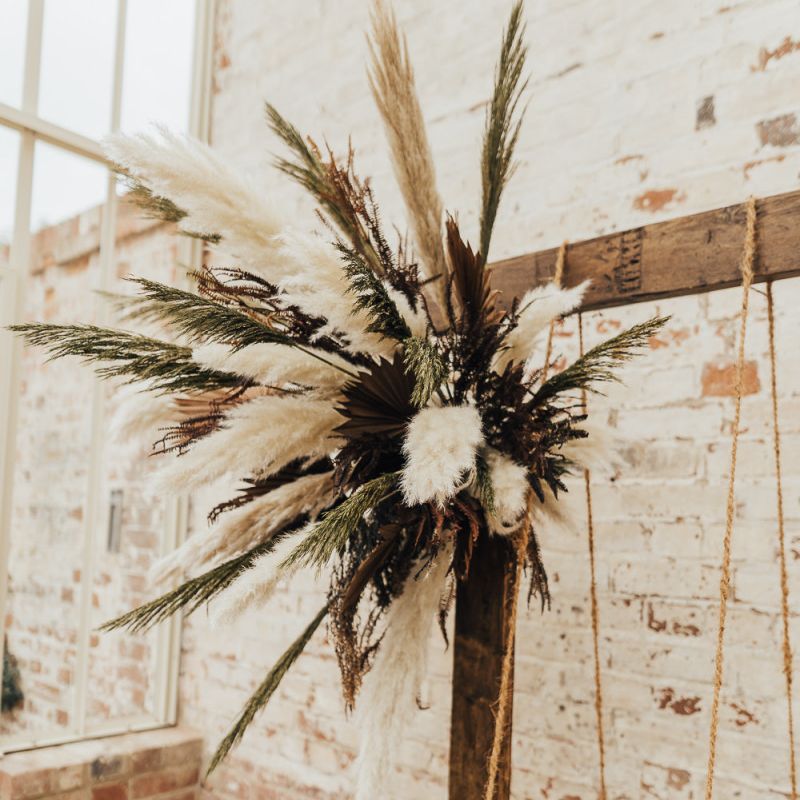 Pampas grass floral arrangement for western wedding inspiration shoot