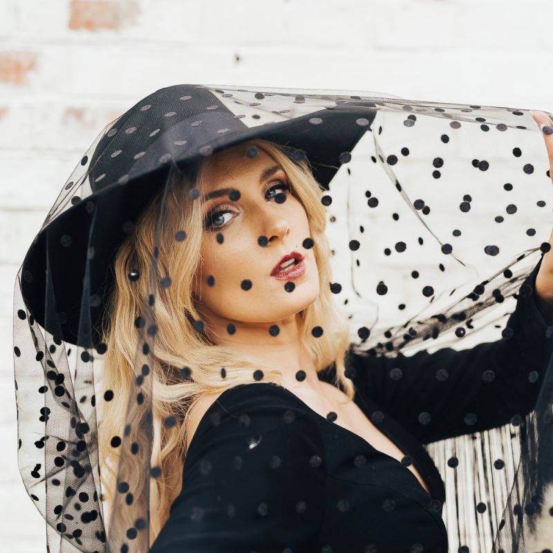 Black polka dot wedding veil for alternative bride
