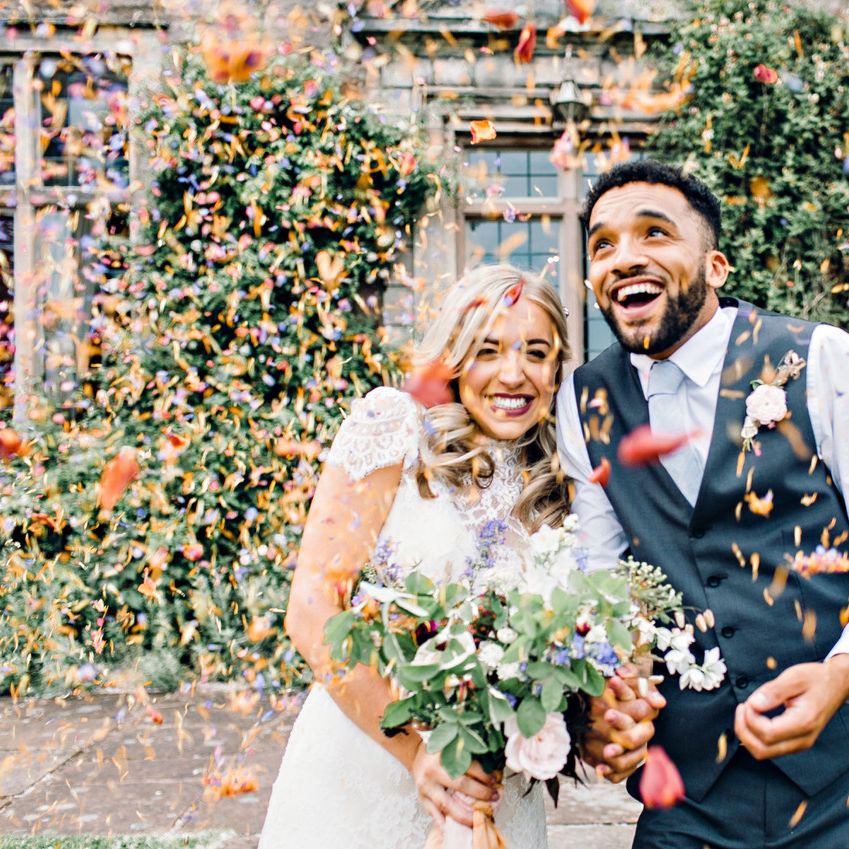 Bride and Groom Confetti Moment