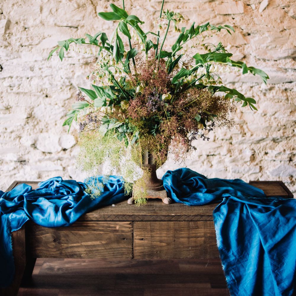 Inky &amp; Grace Floral Arrangement | Wild Coastal Elopement, Bridal Inspiration at New Barton Barns, Devon | Liberty Pearl Photography &amp; Film