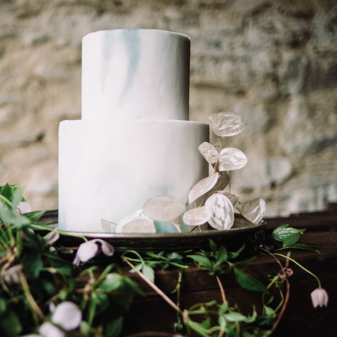 Edible Essence Marble Wedding Cake | Wild Coastal Elopement, Bridal Inspiration at New Barton Barns, Devon | Liberty Pearl Photography &amp; Film