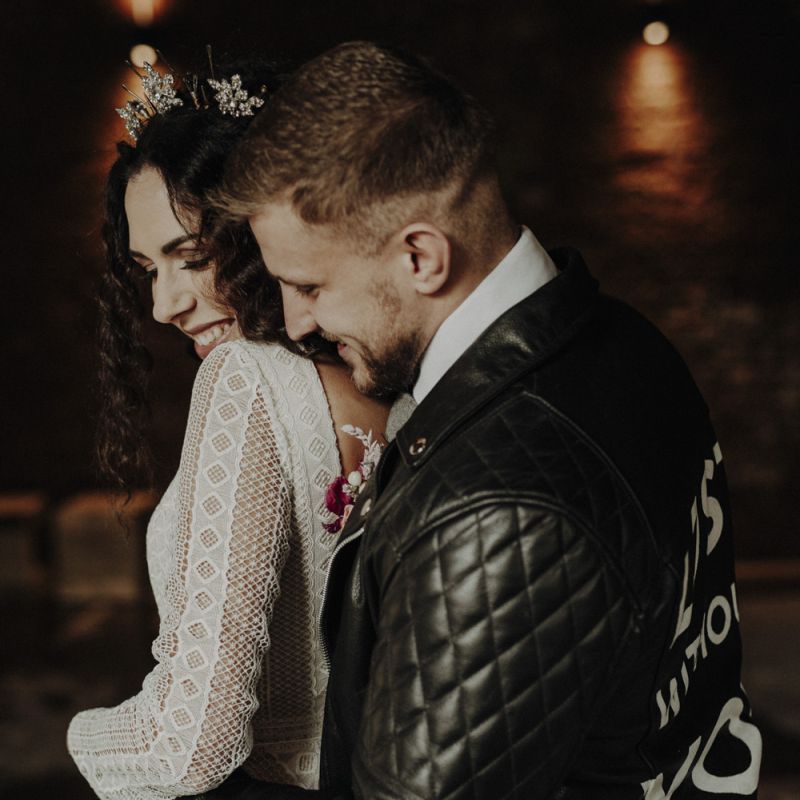 Groom in leather jacket