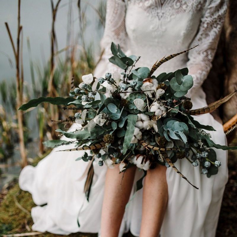 Wild flower winter wedding bouqeut