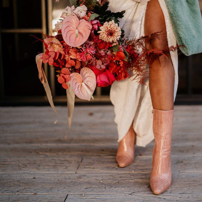 Pink wedding boots