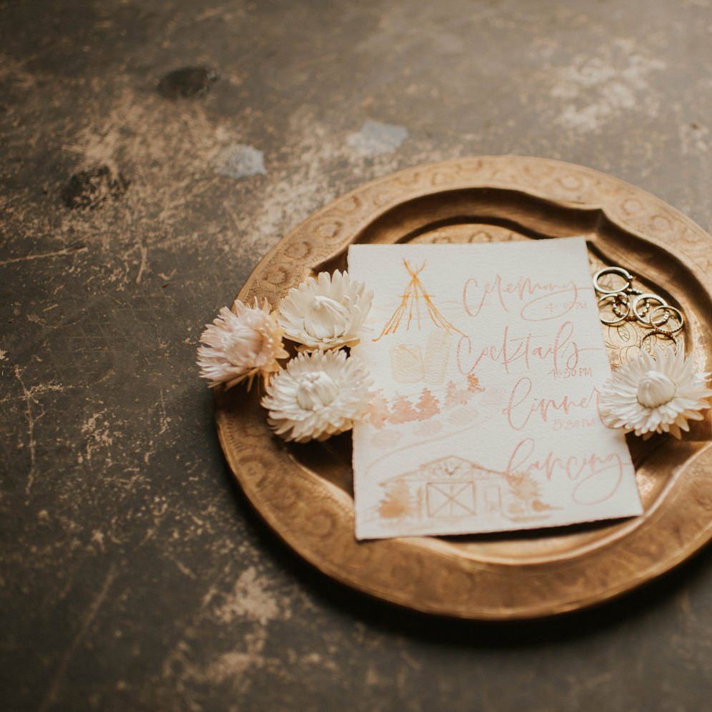 Invitation for Vegas elopement with sparkly wedding dress